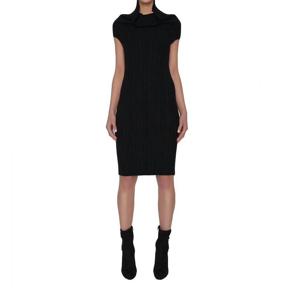NEW MAISON DE PAPILLON kris ribbed cashmere dress in noir